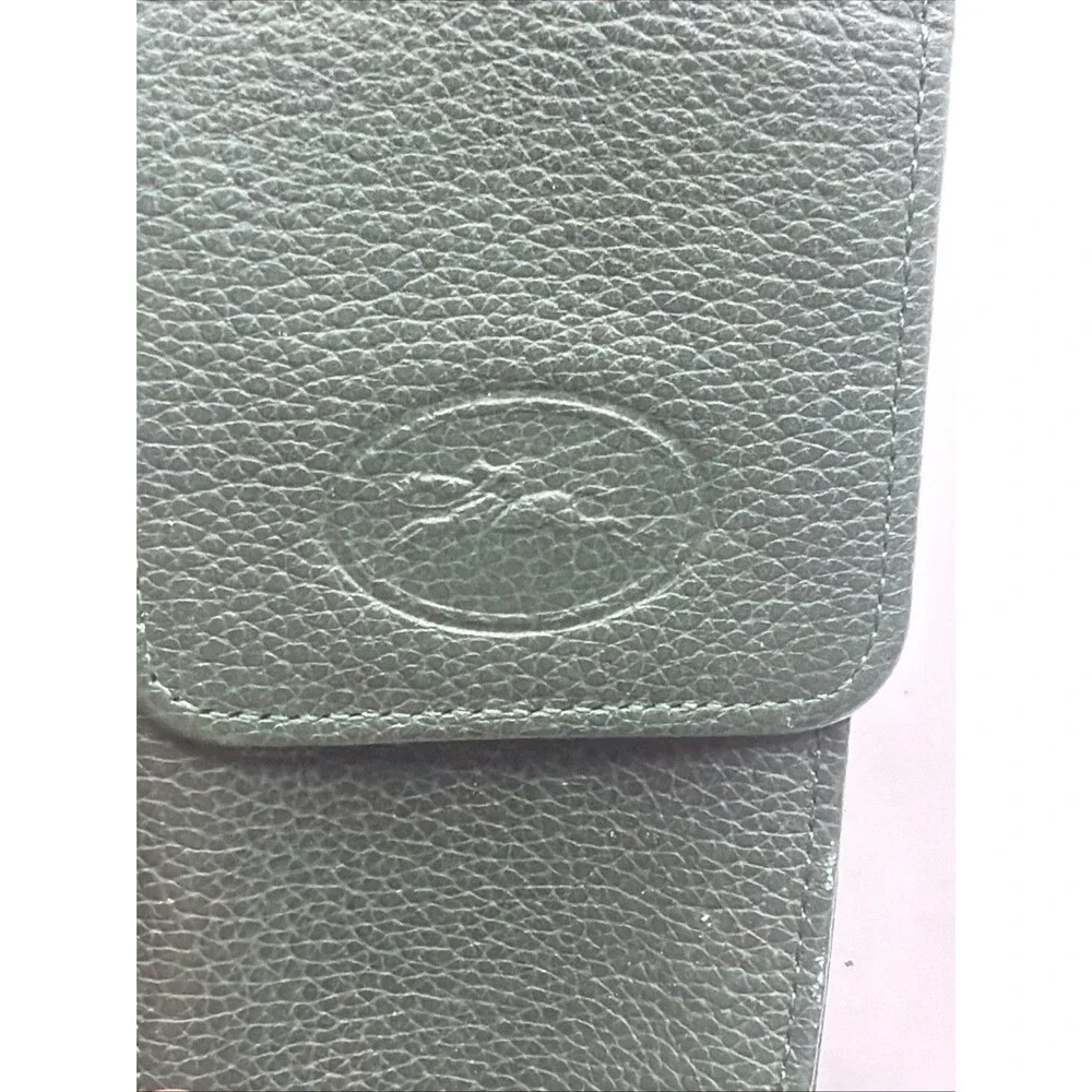 Longchamp Paris Made In France Key Ring Wallet Flap Forest Green Rare